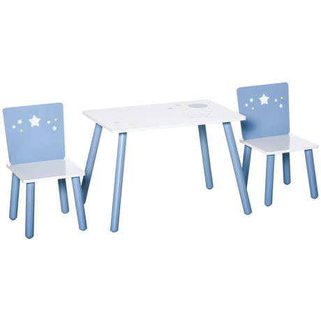 easycomfort easycomfort tavolo e sedie per bambini e bambine 2 4 anni in legno azzurro e bianco set 3 pezzi