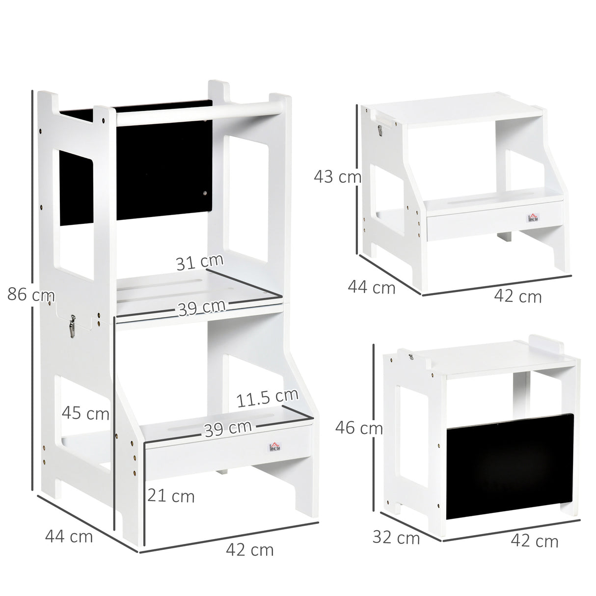 easycomfort easycomfort scala montessori 2 in 1 in mdf staccabile con sgabello lavagna inclusi per bambini 3 6 anni bianco