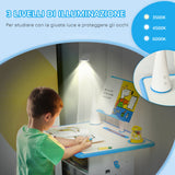 easycomfort easycomfort banco scuola con sedia ad altezza regolabile e luce per bambini 6 12 anni acciaio e mdf grigio