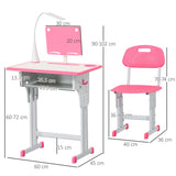 easycomfort easycomfort banco scuola con sedia per bambini 6 12 anni altezza regolabile lampada led leggio e portapenne acciaio e mdf rosa