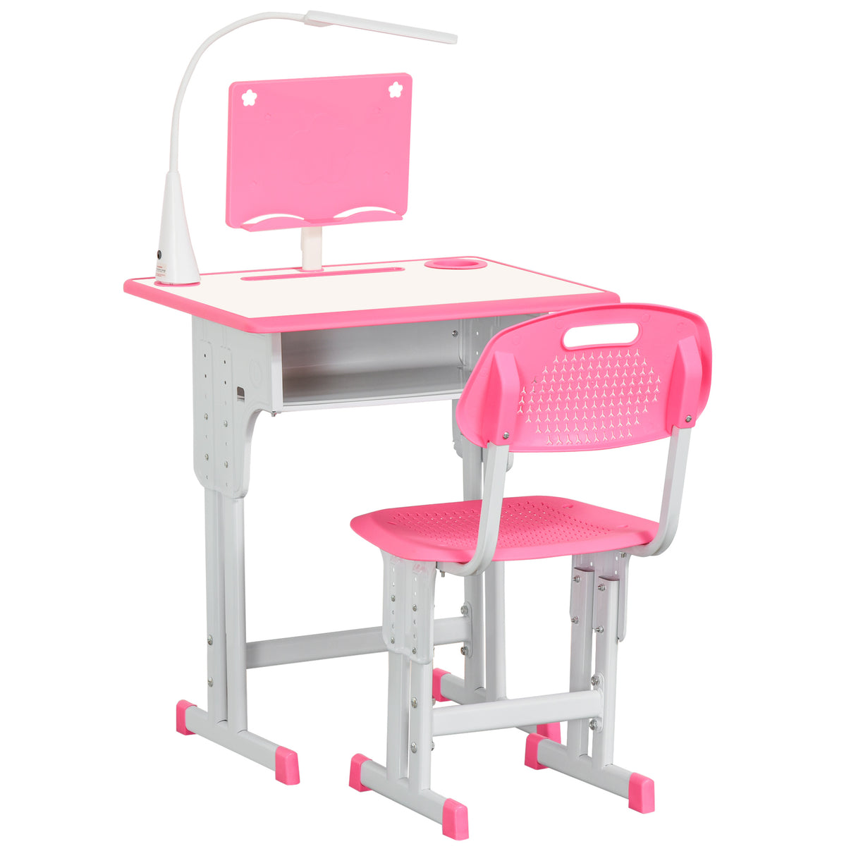 easycomfort easycomfort banco scuola con sedia per bambini 6 12 anni altezza regolabile lampada led leggio e portapenne acciaio e mdf rosa