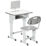 easycomfort easycomfort banco scuola con sedia ad altezza regolabile e luce per bambini 6 12 anni acciaio e mdf grigio