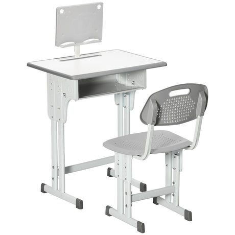 easycomfort easycomfort banco scuola con sedia ad altezza regolabile e luce per bambini 6 12 anni acciaio e mdf grigio