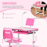 easycomfort easycomfort banco scuola regolabile con sedia per bambini 6 12 anni 70x49 5x80 105 cm rosa