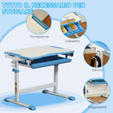 easycomfort easycomfort banco scuola con sedia regolabili in altezza per bambini 6 12 anni cassetto e piano inclinabile a 45 acciaio e mdf blu