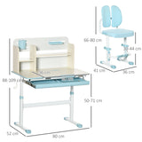 easycomfort easycomfort banco scuola con sedia per bambini 3 12 anni altezza regolabile e piano inclinabile azzurro