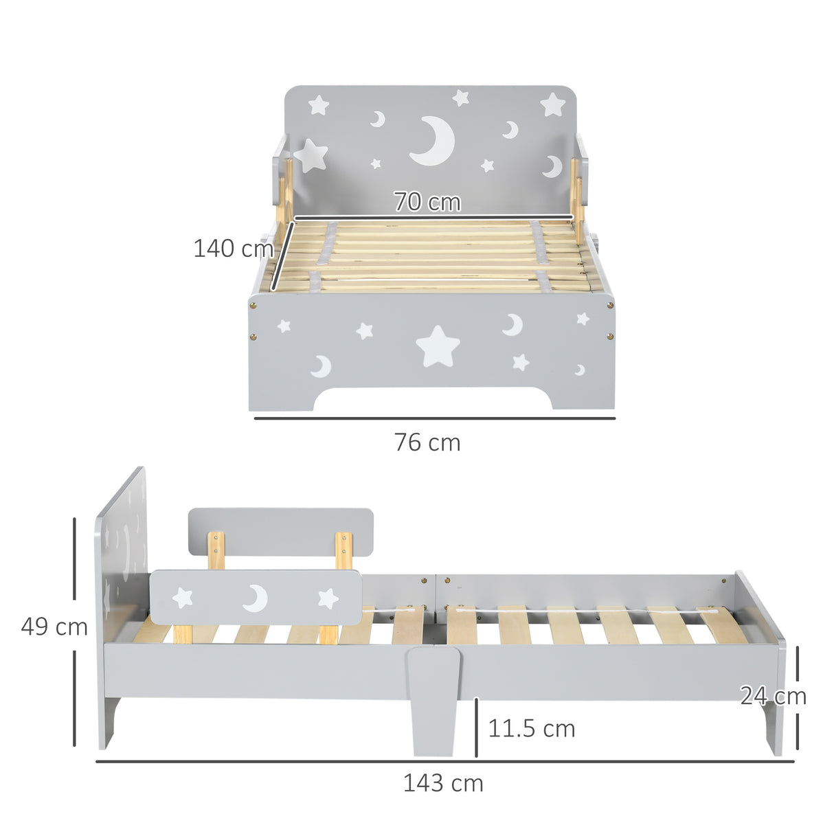 easycomfort easycomfort letto per bambini 3 6 anni con motivi a stelle e luna in pannelli di mdf e truciolato 143x76x49 cm