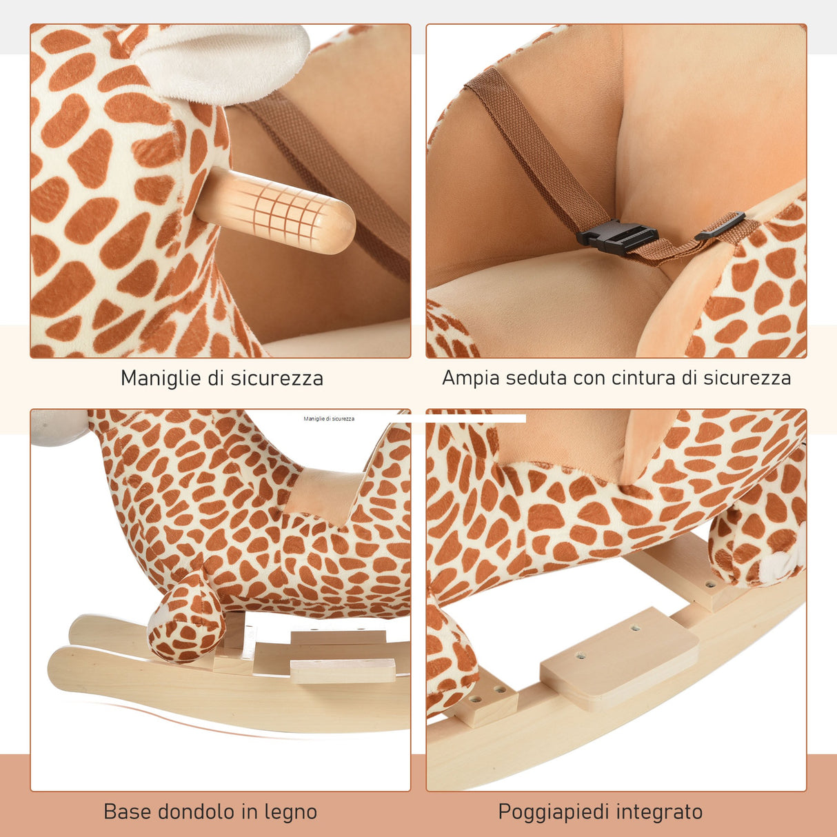 easycomfort easycomfort cavallo a dondolo in legno giraffa per i bambini 60 x 33 x 45cm