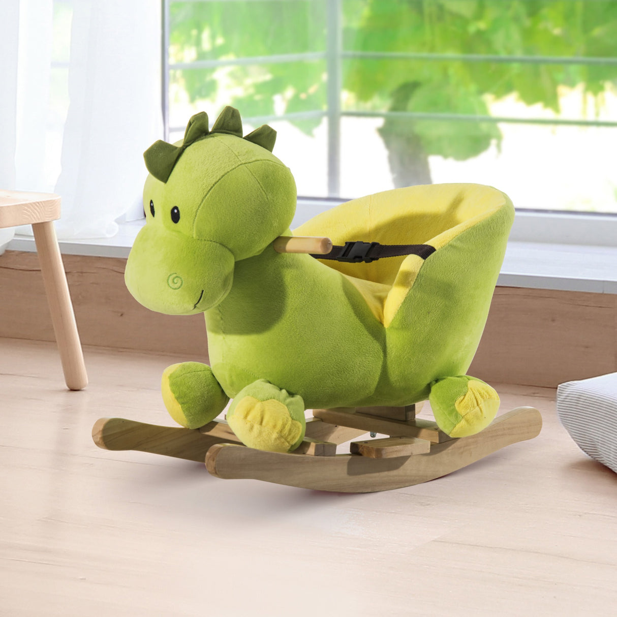 easycomfort easycomfort drago a dondolo in legno per i bambini verde e giallo