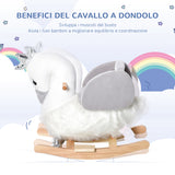 easycomfort easycomfort dondolo giocattolo a forma di cigno bianco e grigio per bambini 18 36 mesi max 40kg legno di pioppo e peluche
