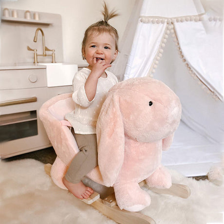 easycomfort easycomfort dondolo giocattolo a forma di coniglio rosa per bambini 18 36 mesi max 40kg suoni realistici e batterie incluse