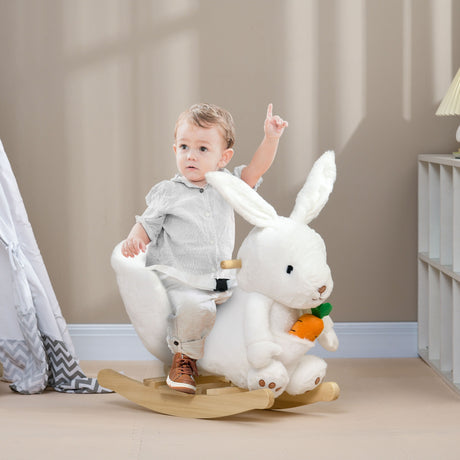 easycomfort easycomfort animale a dondolo a forma di coniglio con suoni e cintura di sicurezza 60x33x50 cm bianco