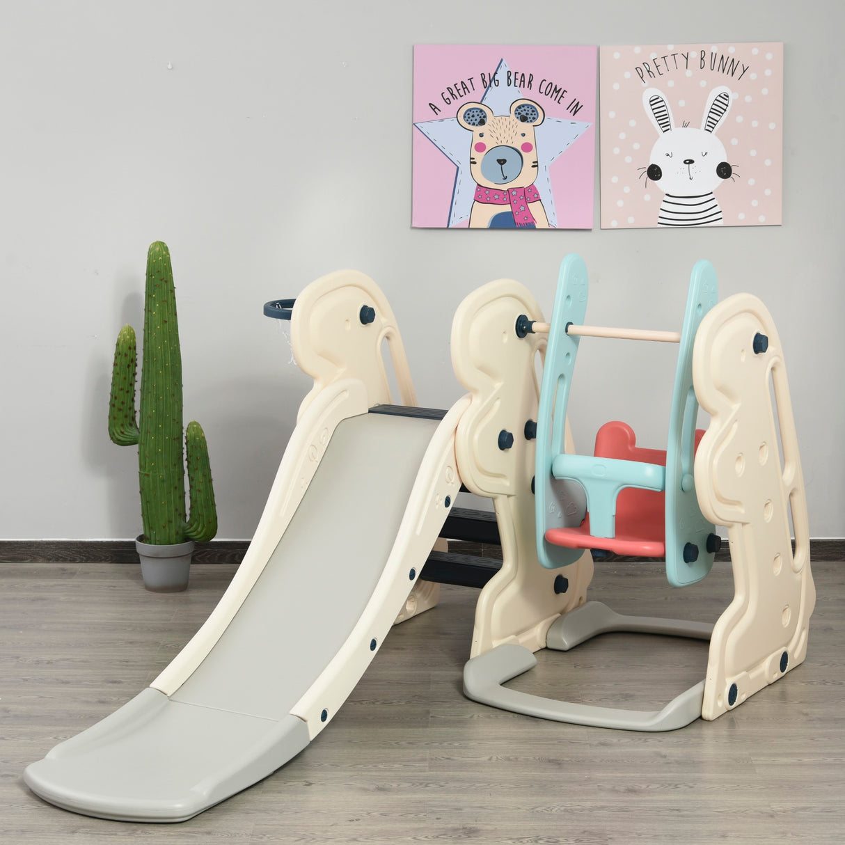 easycomfort easycomfort scivolo per bambini da giardino o da cameretta con altalena seggiolino e canestro materiali certificati