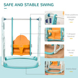 easycomfort easycomfort scivolo per bambini con altalena regolabile canestro e palle per cameretta e giardino 149x186x98cm blu e arancione
