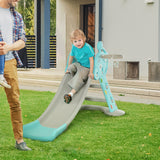 easycomfort easycomfort scivolo per bambini con canestro basket per interno ed esterno in pp e hdpe eta 2 4 anni 147x82x85 5cm grigio e blu