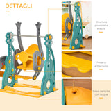 easycomfort easycomfort scivolo per bambini 18 mesi 3 anni con altalena regolabile e canestro in hdpe multicolore 152x149x107cm