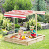 easycomfort easycomfort sabbiera da cortile con tettuccio regolabile per bambini 3 8 anni 118x118x118cm legno