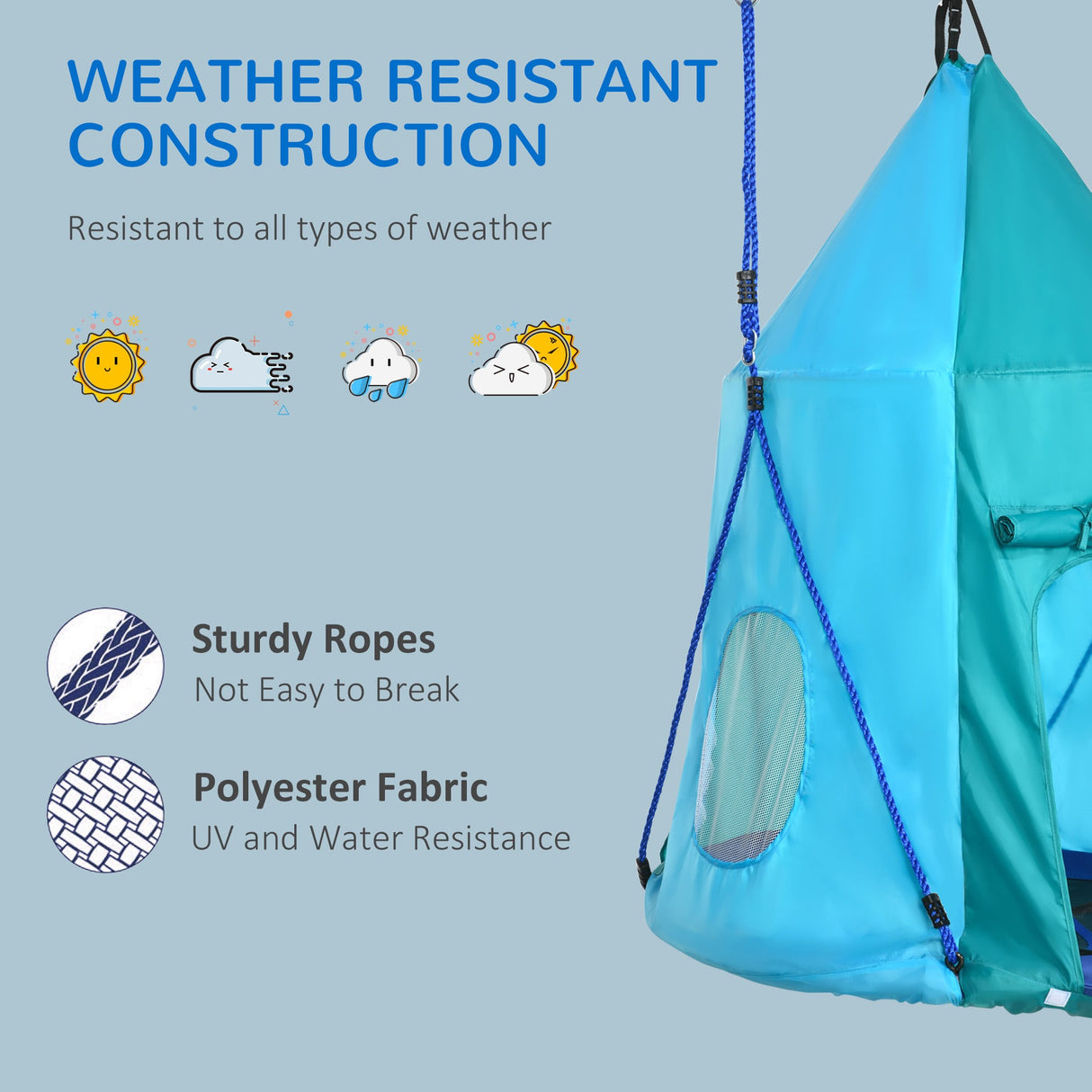 easycomfort easycomfort altalena da giardino con tenda per bambini da 3 8 anni 100cm e corde regolabili blu