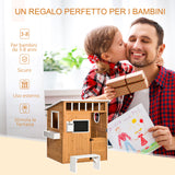 easycomfort easycomfort casetta per bambini in legno da esterno con porta finestre panca portavasi 122x108x135 5cm gialla