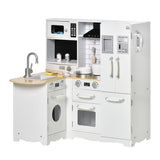easycomfort easycomfort cucina giocattolo per bambini 3 6 anni in legno con suoni 14 accessori forno lavandino e frigo 82x65x87cm bianco