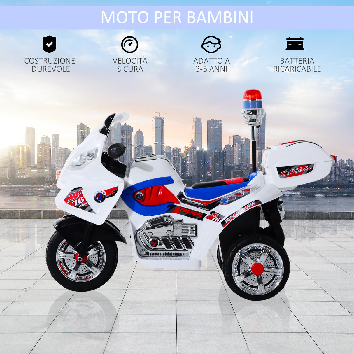 easycomfort easycomfort moto elettrica motoretta per bambini 3 ruote con musica luci 112 51 72 5cm