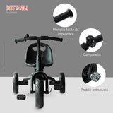 easycomfort easycomfort triciclo per bimbo con campanello parafango ruota speciale nero 74x49x55cm