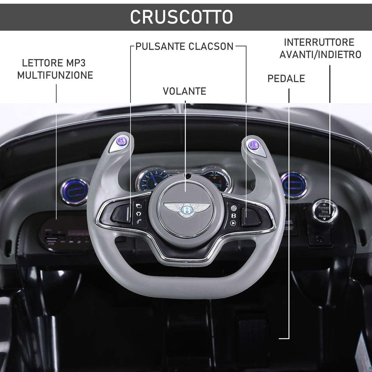 easycomfort easycomfort macchina elettrica per bambini bentley con 2 portiere guida manuale e telecomando fari e suoni 108x60x43cm nero