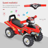 easycomfort easycomfort quad giocattolo per bambini con clacson musica e luci 60x38x42 cm in pp rosso