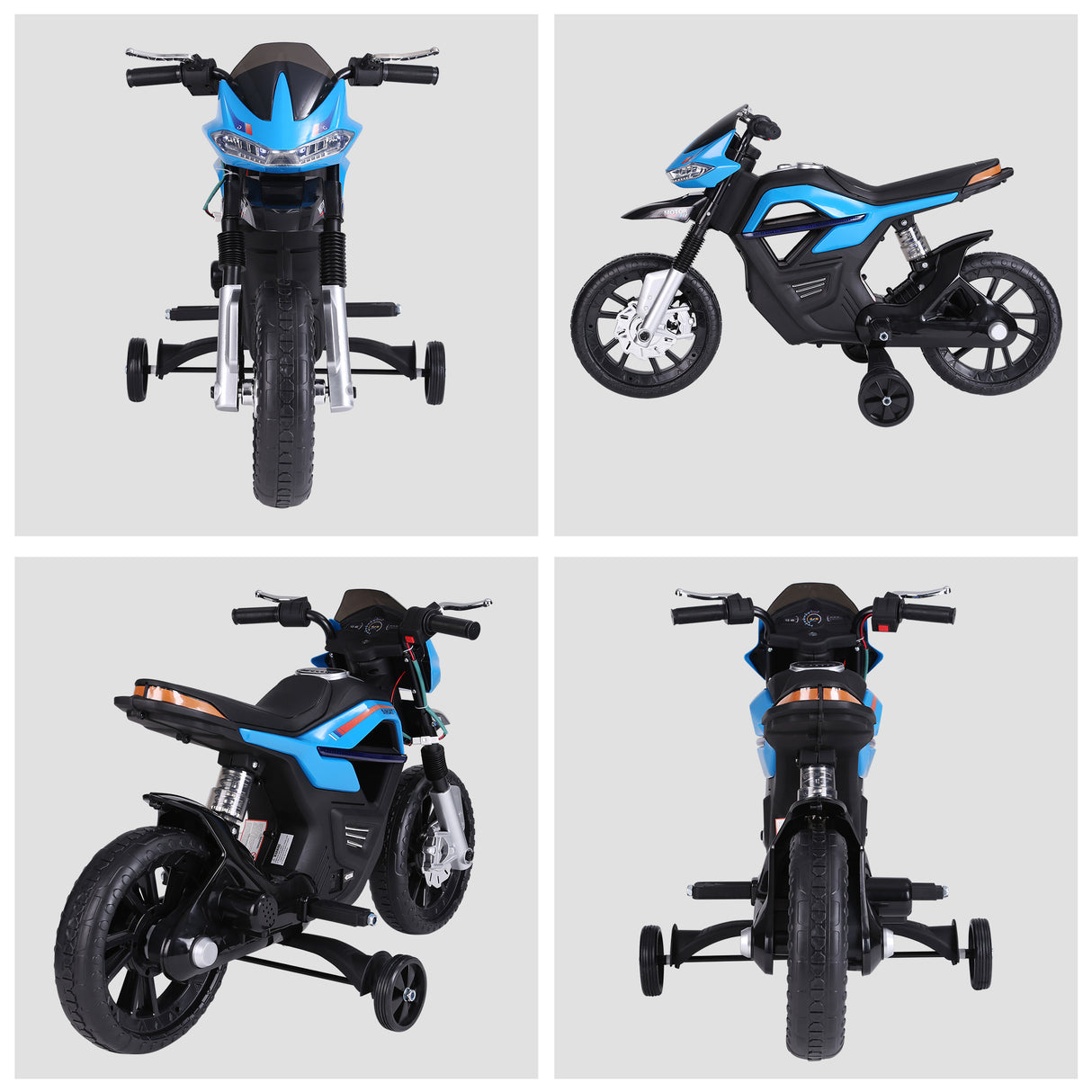 easycomfort easycomfort moto elettrica per bambini da 6v con rotelle e fari in pp e metallo 105x52 3x62 3 cm azzurro e nero