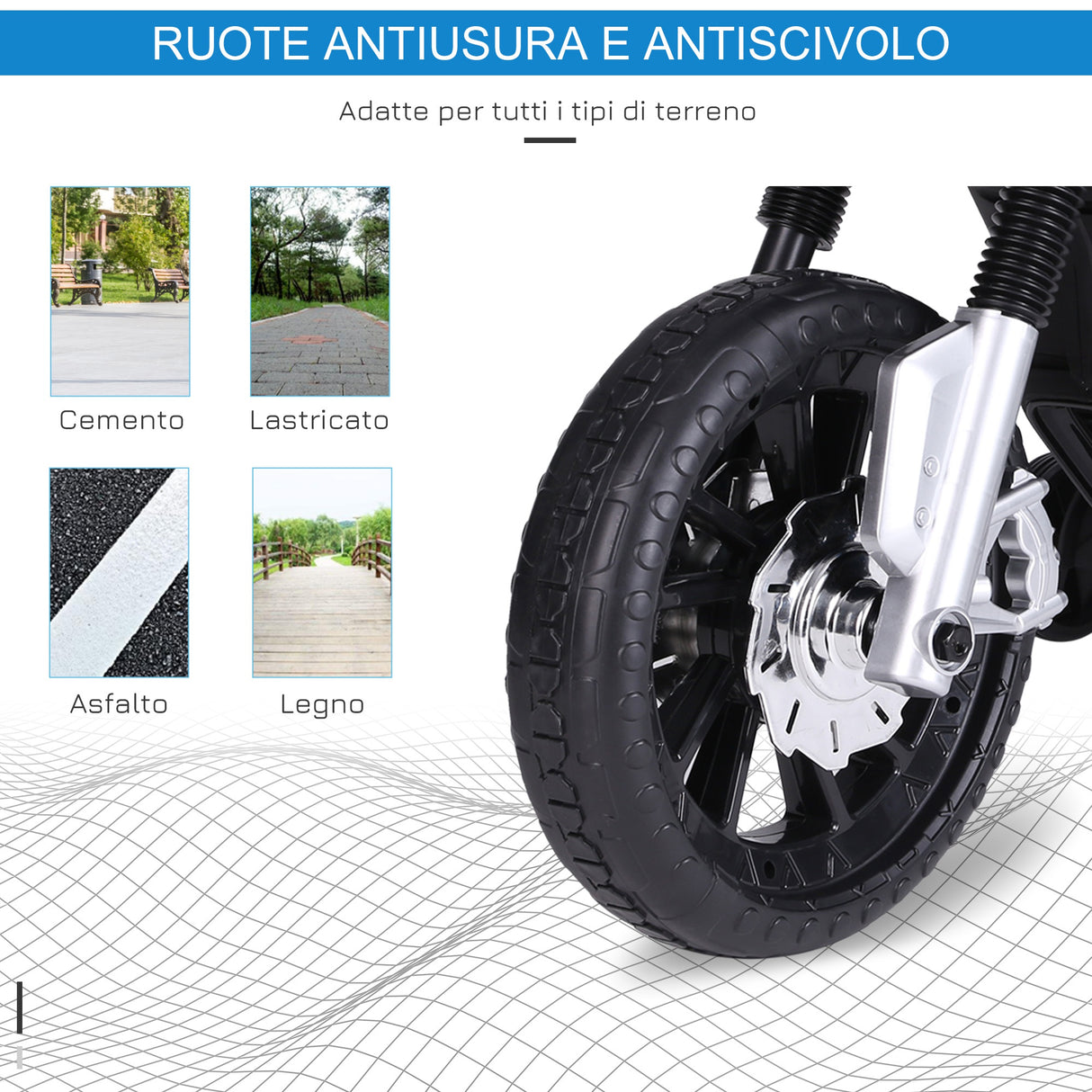 easycomfort easycomfort moto elettrica per bambini da 6v con rotelle e fari in pp e metallo 105x52 3x62 3 cm azzurro e nero