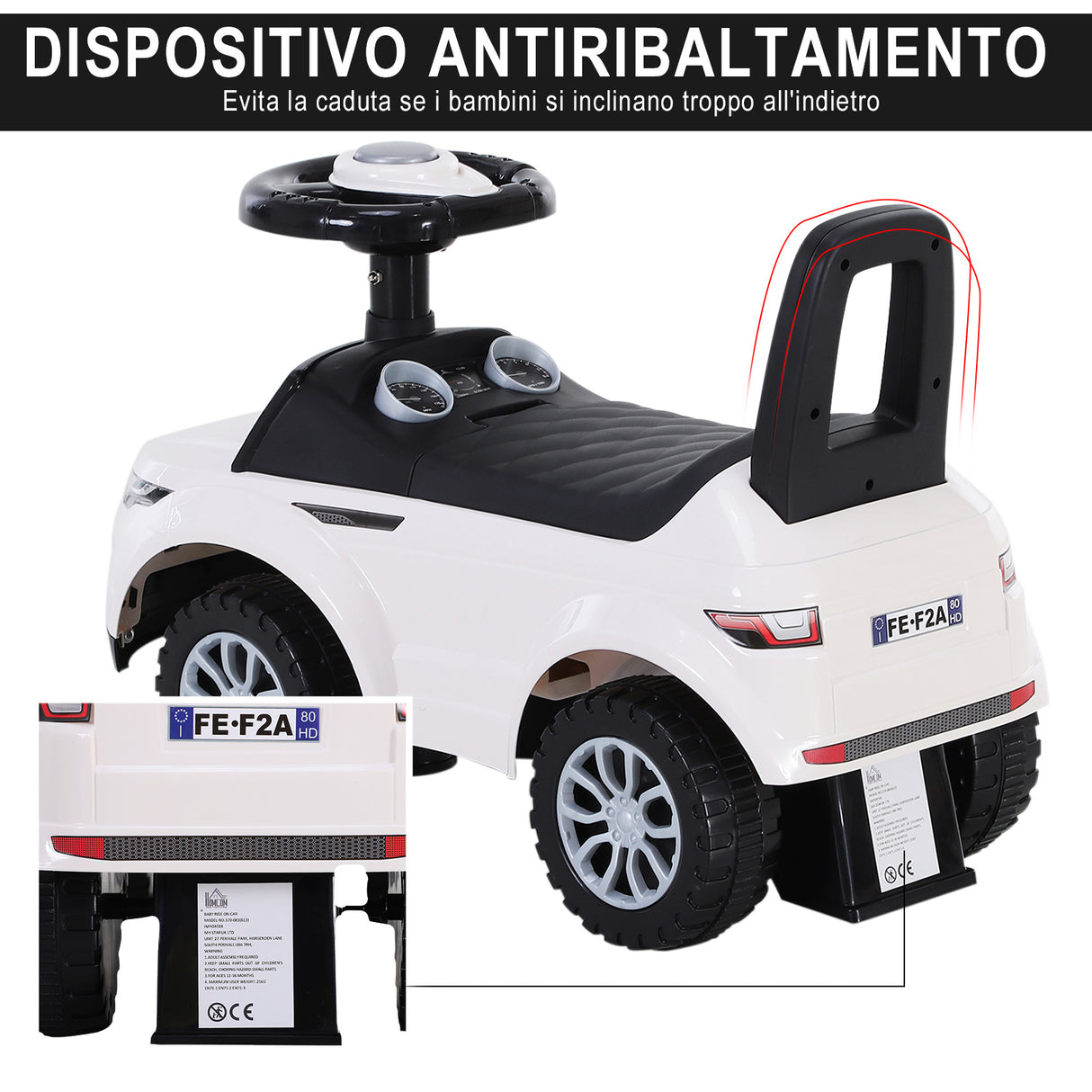 easycomfort easycomfort macchina cavalcabile giocattolo per bambini 12 36 mesi macchina a spinta con vano contenitore e schienale bianca