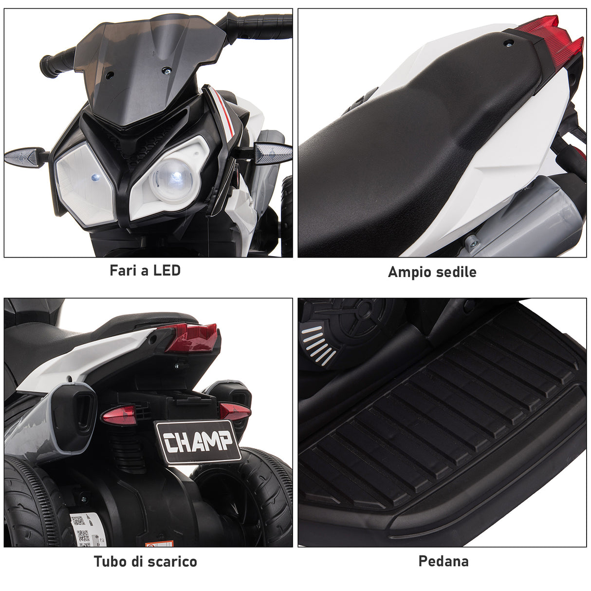 easycomfort easycomfort moto elettrica per bambini 3 5 anni max 25kg con luci musica batteria 6v e velocita 3kmh 86cmx42cmx52cm nera