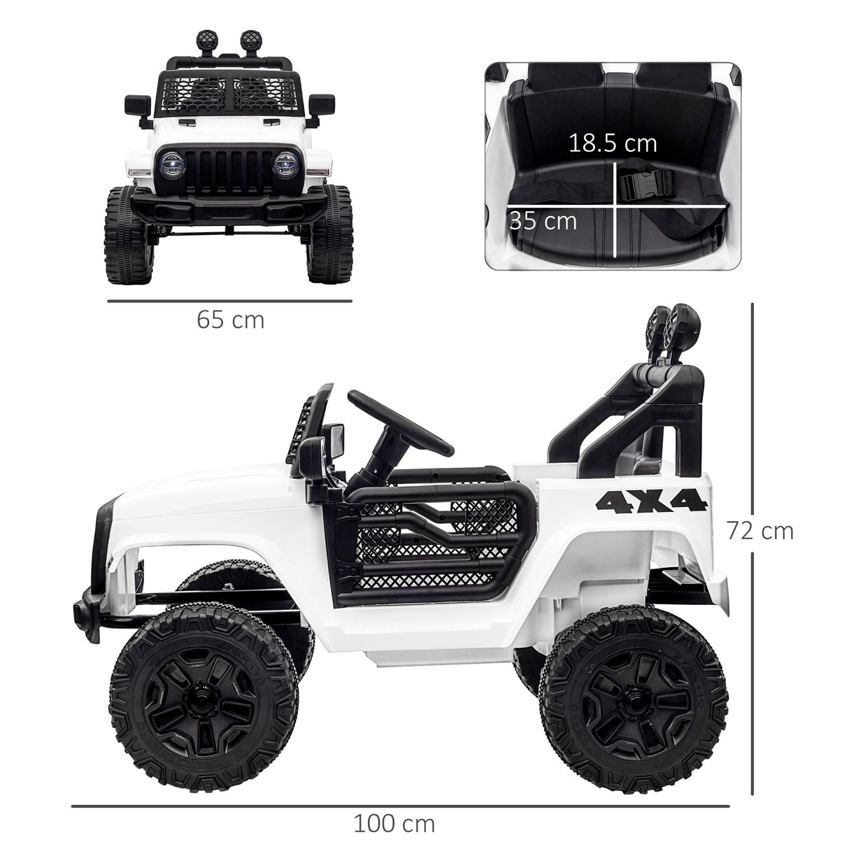 easycomfort easycomfort macchina elettrica per bambini jeep fuoristrada con telecomando e 2 velocita 100x65x72 cm bianco