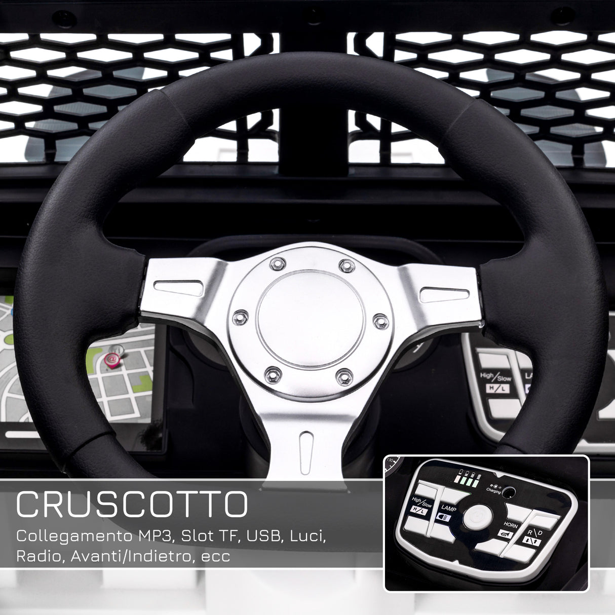 easycomfort easycomfort macchina elettrica per bambini jeep fuoristrada con telecomando e 2 velocita 100x65x72 cm bianco