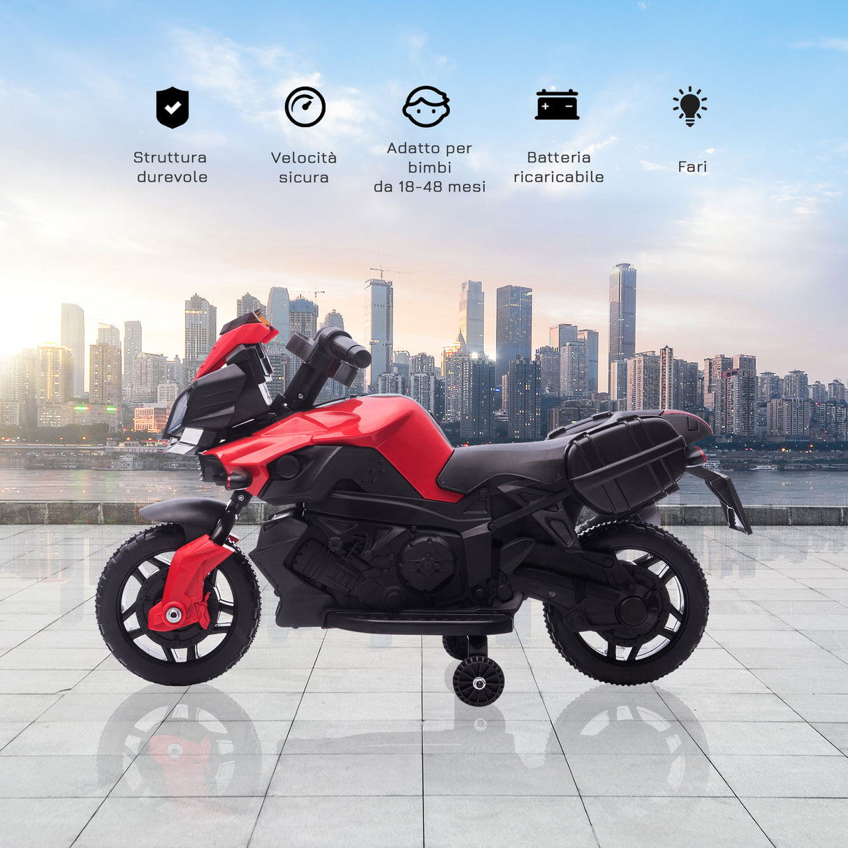 easycomfort easycomfort moto elettrica per bambini con fari e clacson batteria 6v velocita 3kmh eta 18 48 mesi 88 5x42 5x49cm rosso