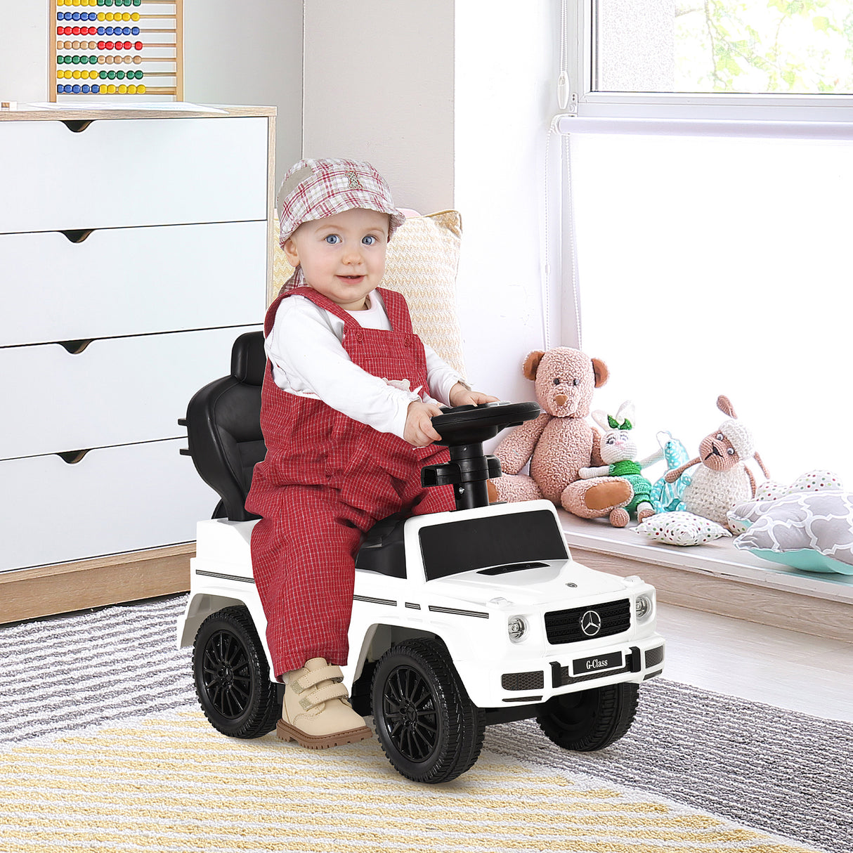 easycomfort easycomfort macchina a spinta per bambini 12 36 mesi con licenza mercedes tettuccio e maniglia di spinta 85 5x40 5x95 cm bianco