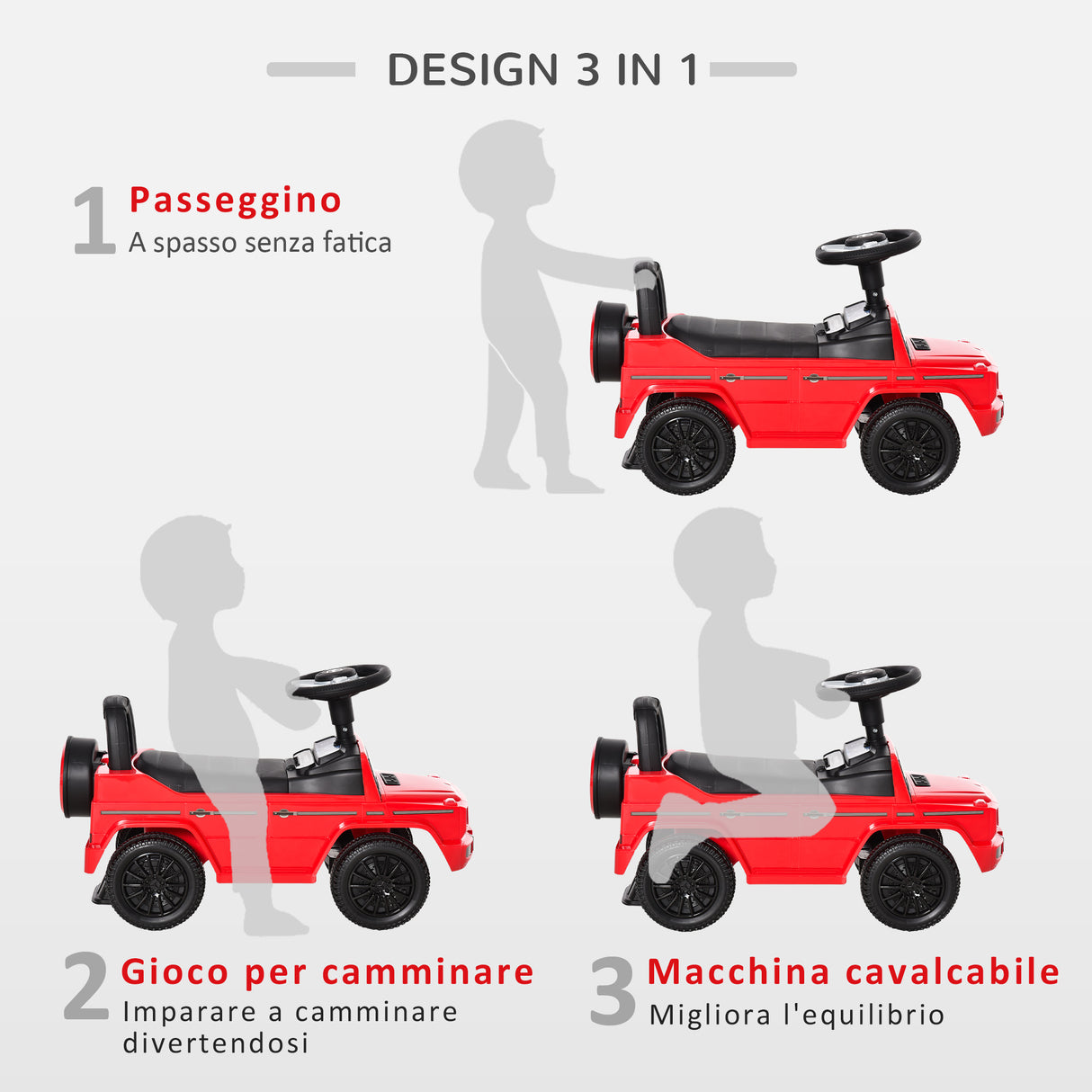 easycomfort easycomfort macchina giocattolo macchina cavalcabile per bambini 12 36 mesi mercedes benz g350 rossa