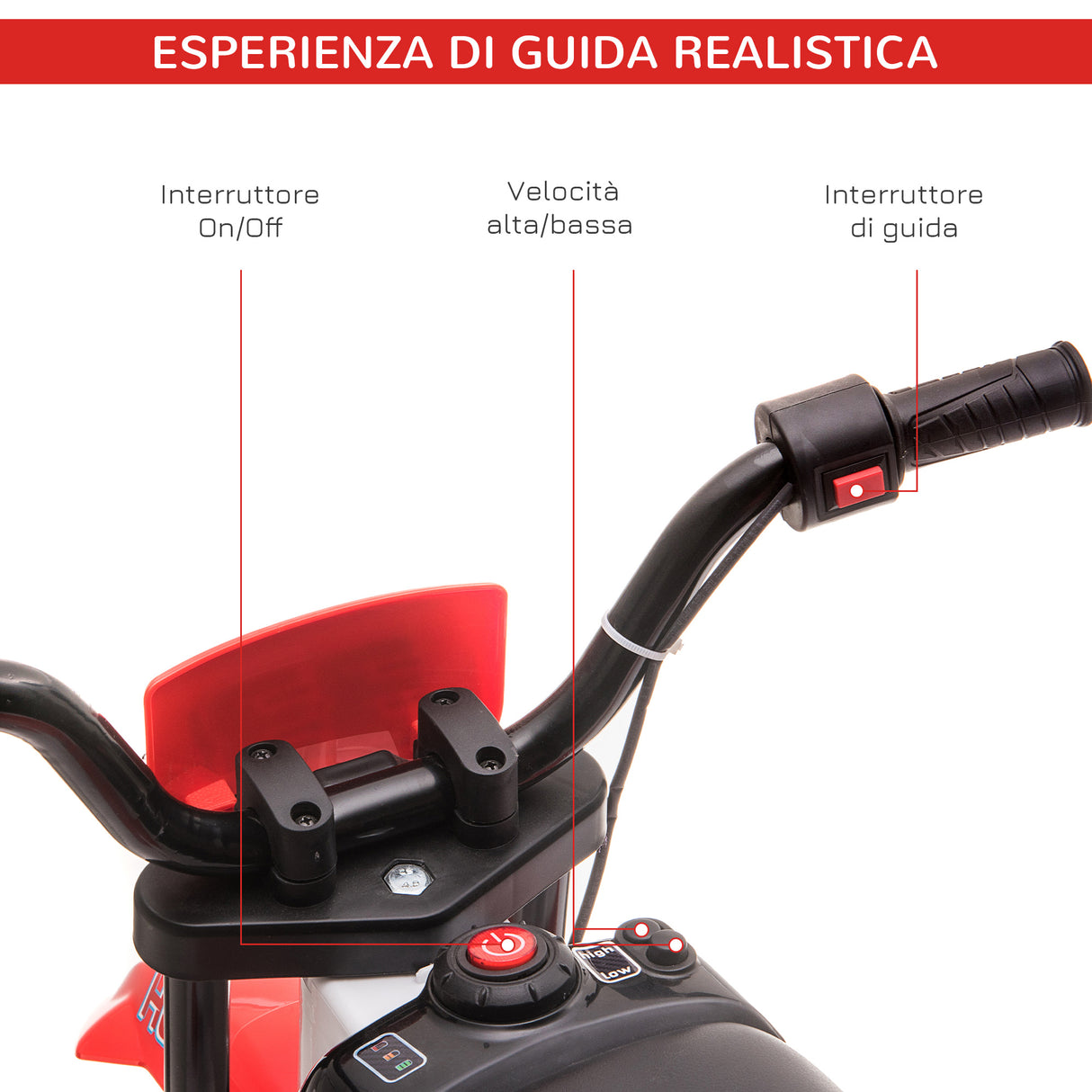 easycomfort easycomfort moto da cross elettrica per bambini da 3 5 anni rosso