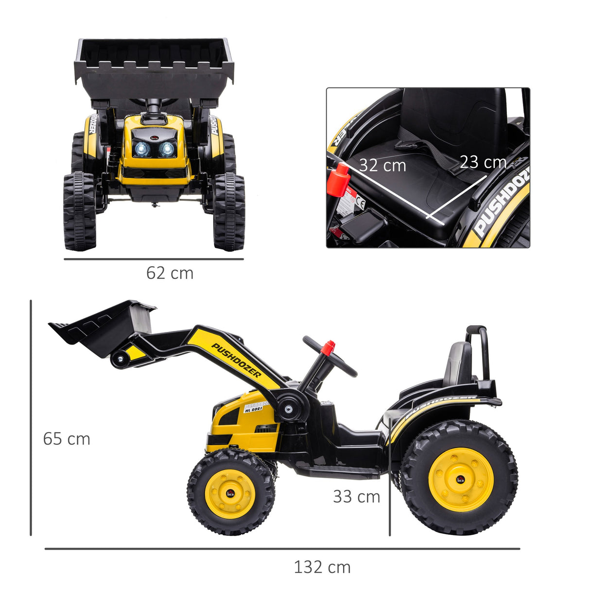 easycomfort easycomfort escavatore cavalcabile per bambini 3 5 anni ruspa giocattolo a batteria 6v con suoni e luci velocita 1 5 2 5 kmh 132cmx62cmx65cm giallo