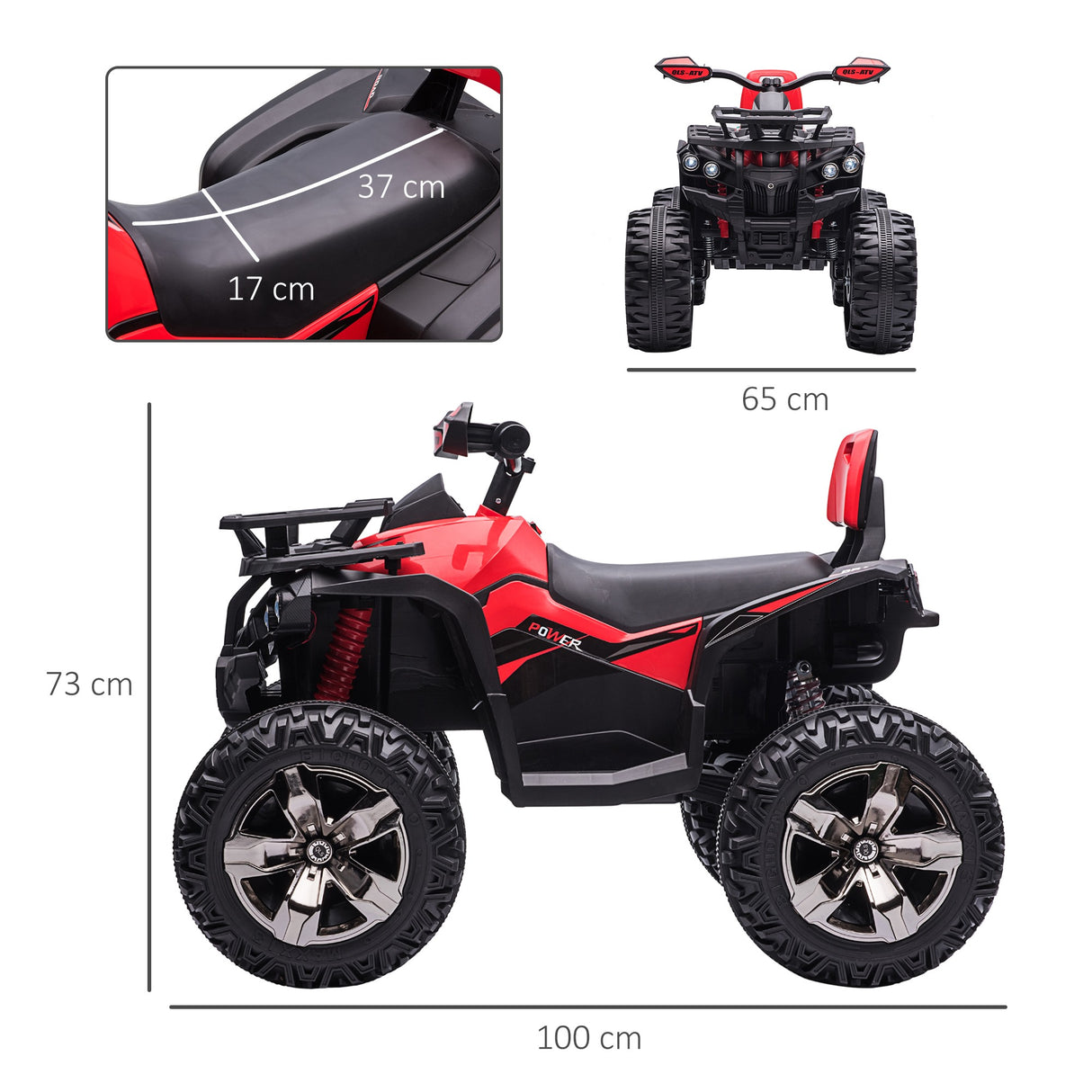 easycomfort easycomfort quad per bambini elettrico 12v con fari e batteria ricaricabile eta 3 5 anni 100x65x73cm rosso