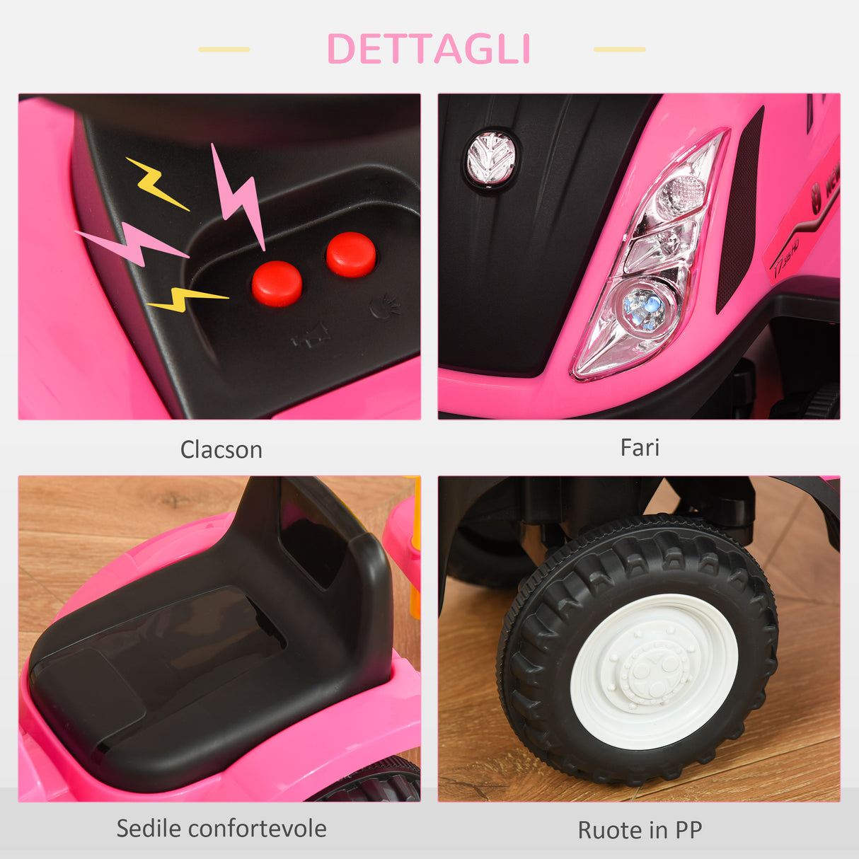 easycomfort easycomfort trattore per bambini cavalcabile con rimorchio rastrello e pala gioco educativo per bimbi 12 36 mesi 91x29x44cm rosa