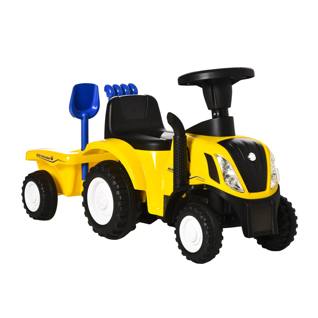 easycomfort easycomfort trattore giocattolo per bambini cavalcabile con rimorchio rastrello e pala gioco educativo per bimbi 12 36 mesi 91x29x44cm giallo