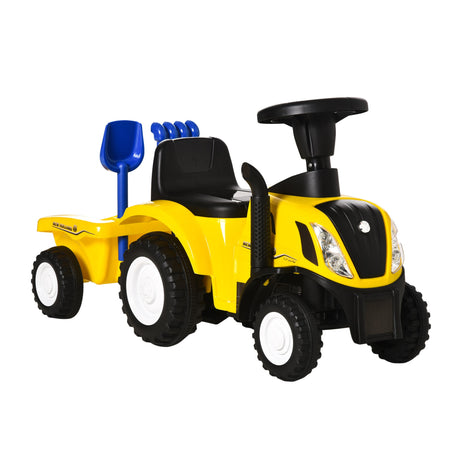 easycomfort easycomfort trattore giocattolo per bambini cavalcabile con rimorchio rastrello e pala gioco educativo per bimbi 12 36 mesi 91x29x44cm giallo