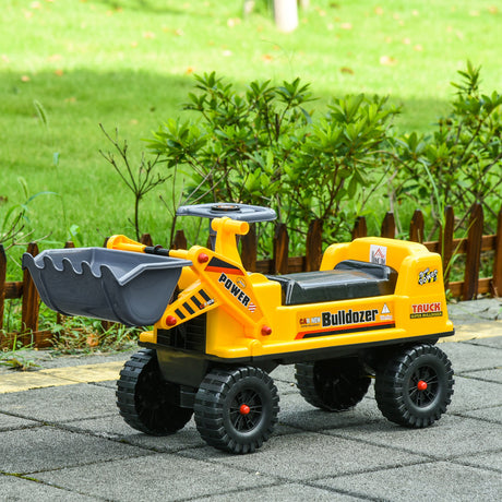 easycomfort easycomfort ruspa giocattolo con volante escavatore manuale e vano nascosto gioco cavalcabile bambini 2 3 anni 70x26x37cm giallo