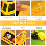 easycomfort easycomfort ruspa giocattolo 2 in 1 con escavatore e mordente vano nascosto gioco cavalcabile bambini 2 3 anni 90x28x58cm giallo