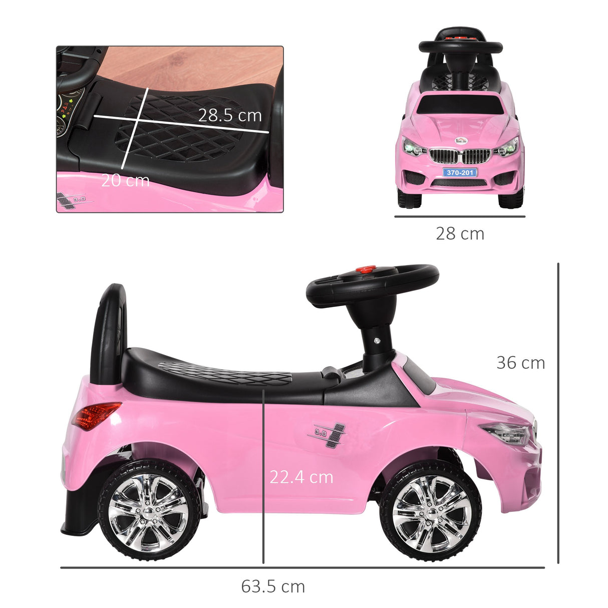 easycomfort easycomfort macchinina per bambini cavalcabile con volante fari e musiche integrate eta 18 36 mesi 63 5x28x36cm rosa