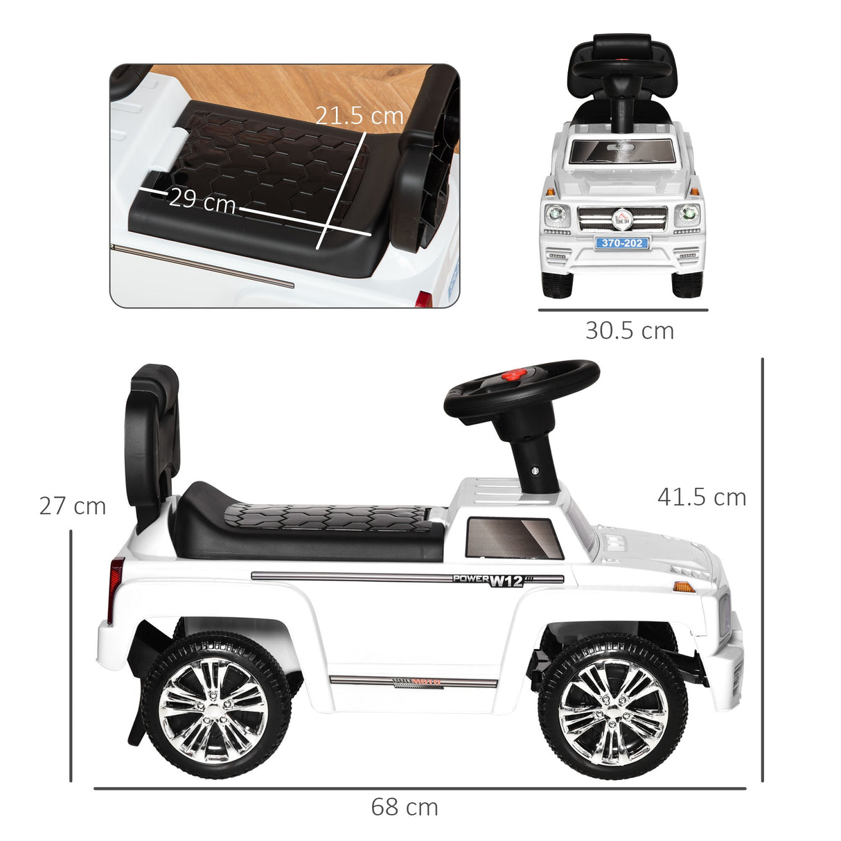 easycomfort easycomfort macchina giocattolo cavalcabile fuoristrada per bambini con fari e musiche integrate eta 18 36 mesi 68x30 5x41 5cm bianco
