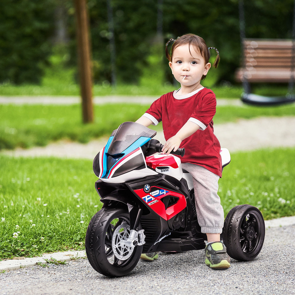 easycomfort easycomfort moto per bambini 18 60 mesi modello bmw hp4 con fari musica e pedali in pp e metallo 82 5x42x54 cm rosso