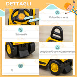 easycomfort easycomfort escavatore per bambini 3 4 anni con pinza pulsante per suoni e spazio portaoggetti 83x27x39 cm giallo e nero