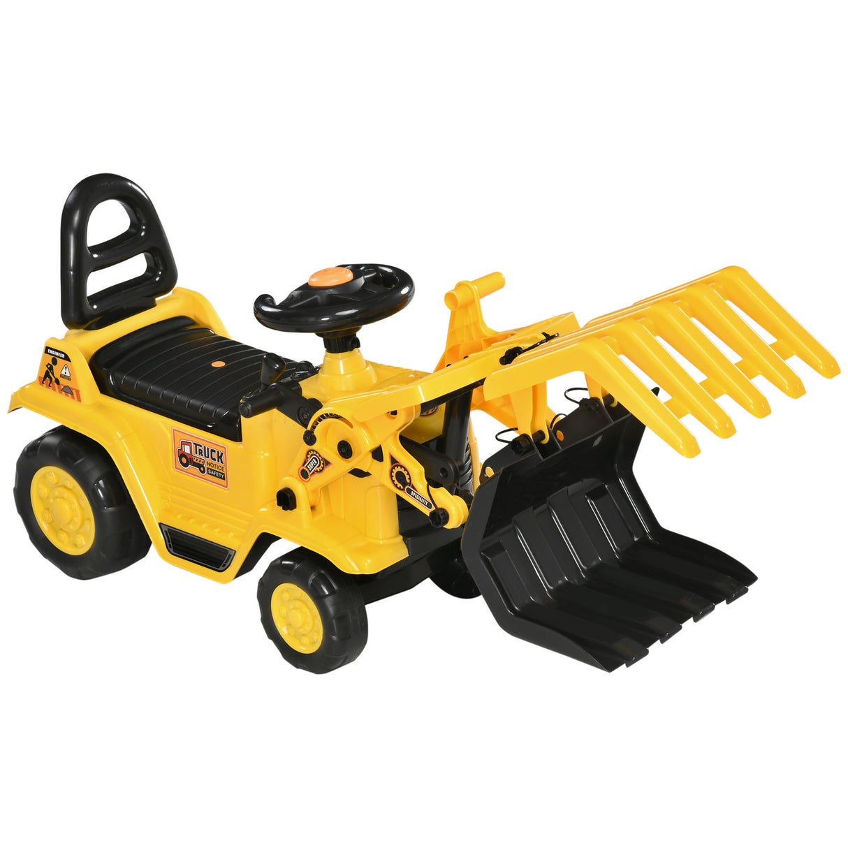 easycomfort easycomfort escavatore per bambini 3 4 anni con pinza pulsante per suoni e spazio portaoggetti 83x27x39 cm giallo e nero
